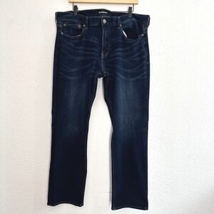Express Classic Straight Jeans Mens 36x30 Dark Wash 4-Way Stretch Denim